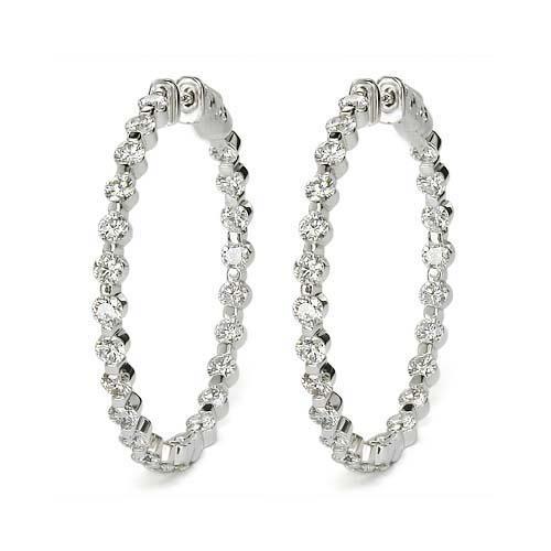 Round Brilliant Cut 4.50 Ct Diamonds Ladies Hoop Earrings 14K Gold Hoop Earrings