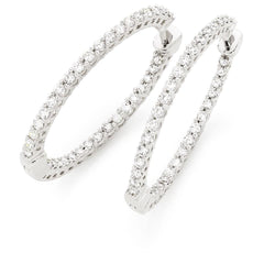 Round Brilliant Cut 4.50 Ct Diamonds Lady Hoop Earrings Gold 14K New
