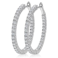 Round Brilliant Cut 4.90 Carats Diamonds Lady Hoop Earrings Gold 14K