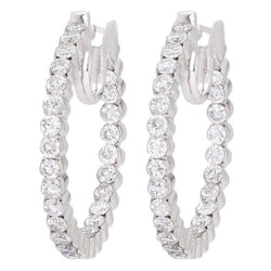 Round Brilliant Cut 5.60 Ct Diamonds Women Hoop Earrings White Gold