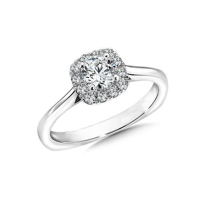 Round Brilliant Cut Diamond Engagement Ring White Gold 14K 0.80 Ct. Halo Ring