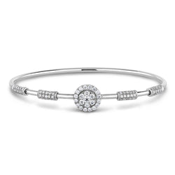 Round Natural Earth Mined Diamond Ladies Bangle 2 Carats 14K White Gold