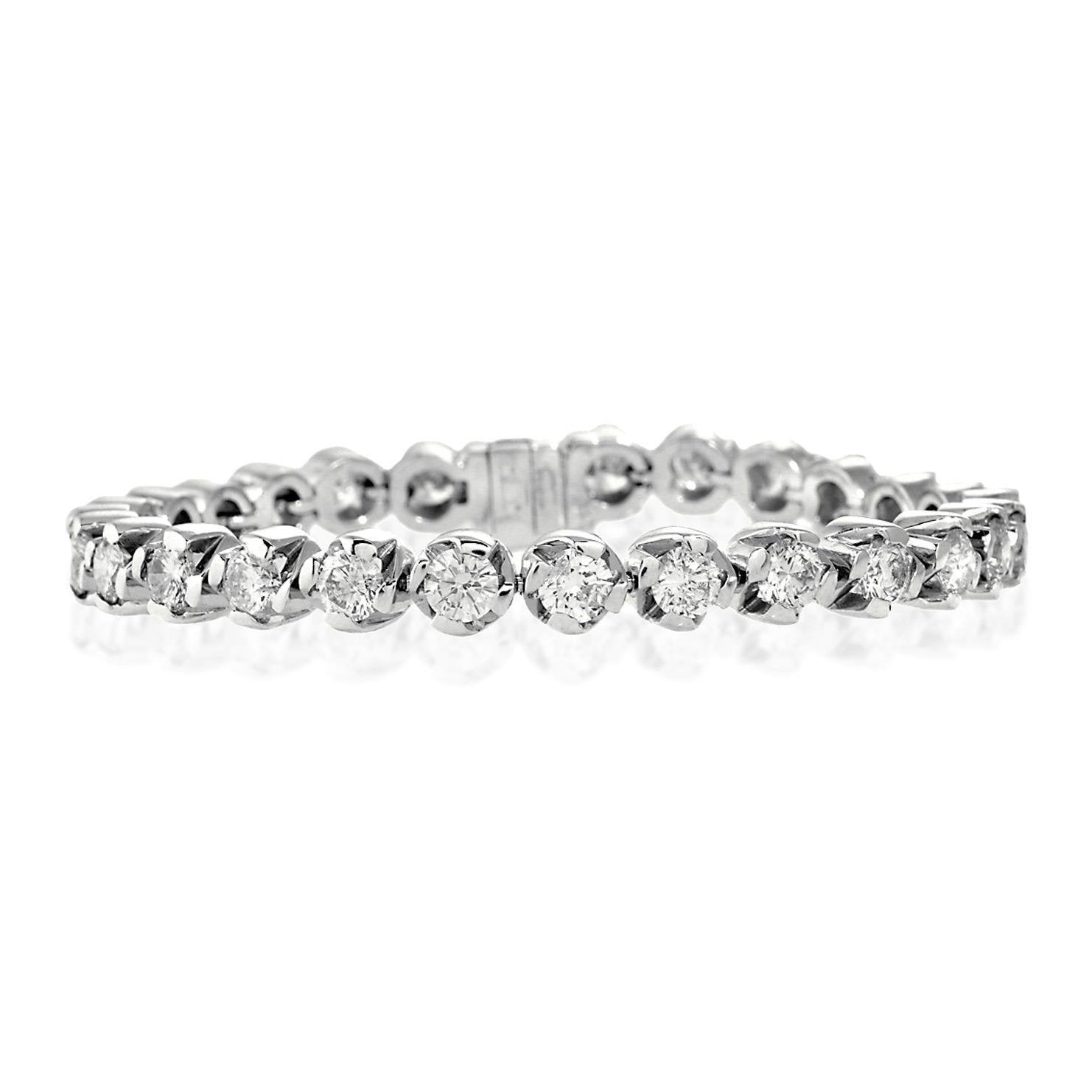 Round Brilliant Cut Diamond Ladies Tennis Bracelet White Gold Tennis Bracelet