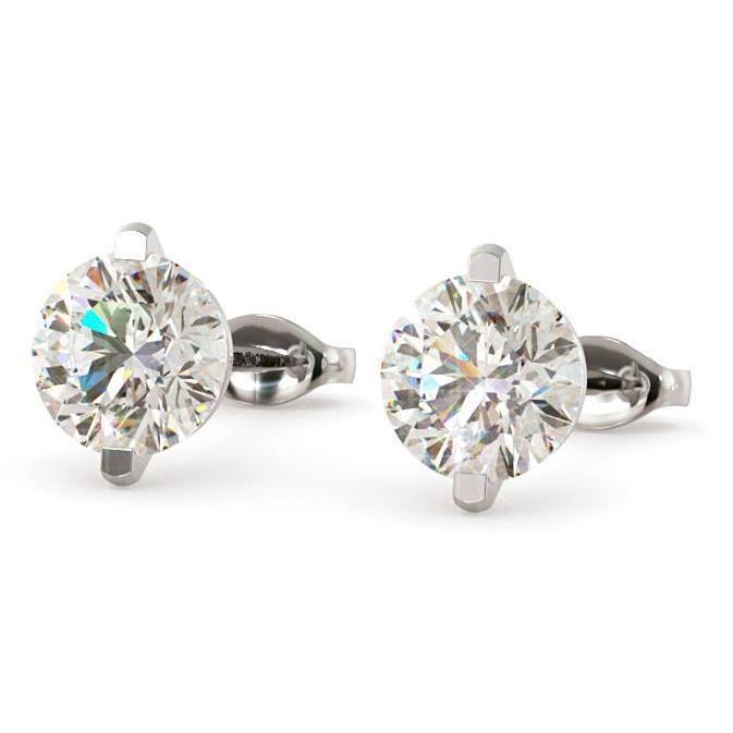 Round Brilliant Cut Diamond Stud Earrings  White Gold 14K Stud Earrings