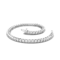 Round Brilliant Cut Lab Grown Diamond Tennis Bracelet Solid Gold White 3 Ct