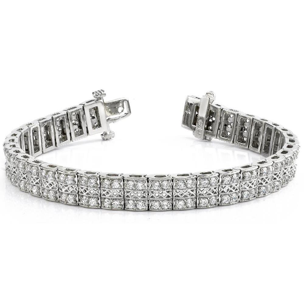 Round Brilliant Cut Diamond Tennis Bracelet White Gold 7.20 Carats Tennis Bracelet
