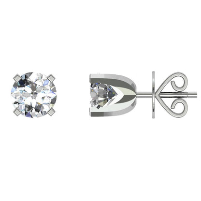 Round Brilliant Cut Four Prong Set Diamonds Studs Earrings Stud Earrings