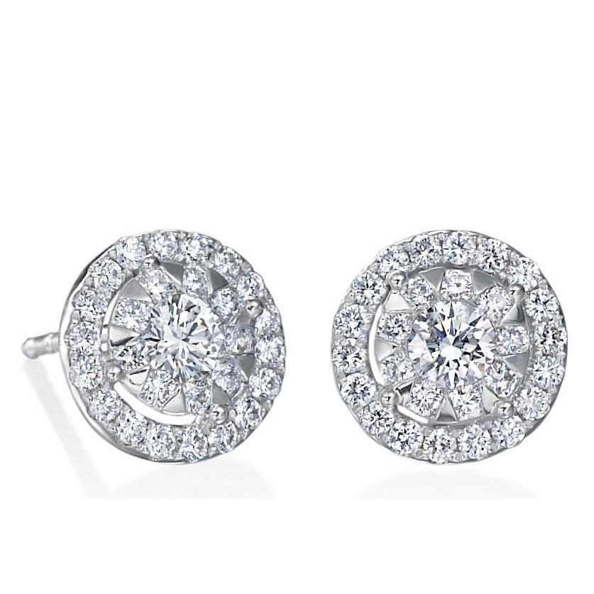 Round Brilliant Cut Gorgeous  Halo Diamonds Studs Earrings 