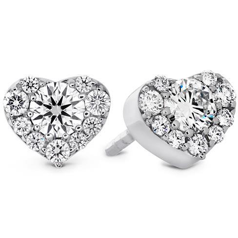 Heart Style Diamond High Quality Unique Studs Halo Earrings White Gold Diamond