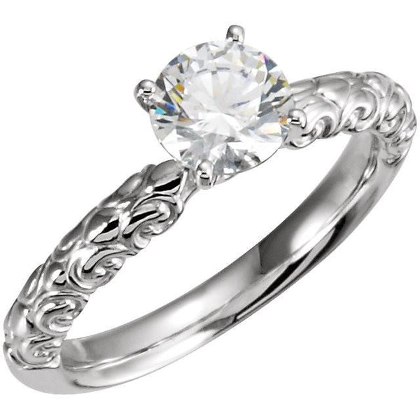   Fancy Lady’s Sparkling Vintage Style White Gold Diamond Solitaire Ring 