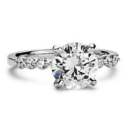 Round Brilliant Diamond Ring Solitaire With Accents 1.95 Carats