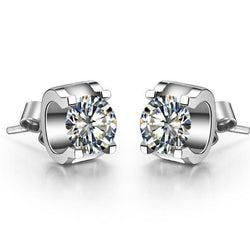 Round Brilliant Natural Earth Mined Diamond Stud Earring White Gold Lady Jewelry 1.90 Ct.