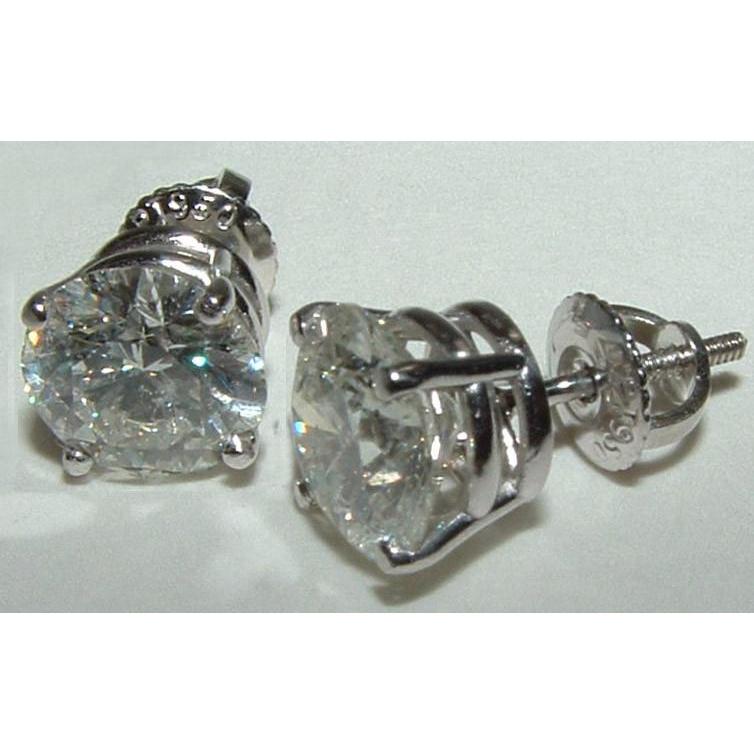 Round Brilliant Diamond Stud Post Women Earrings 5 Carat Stud Earrings