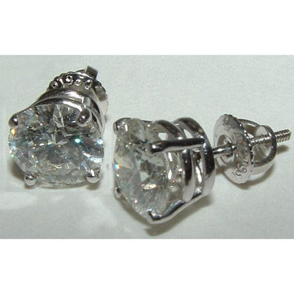 Round Brilliant Diamond Stud Post Women Earrings 5 Carat Stud Earrings