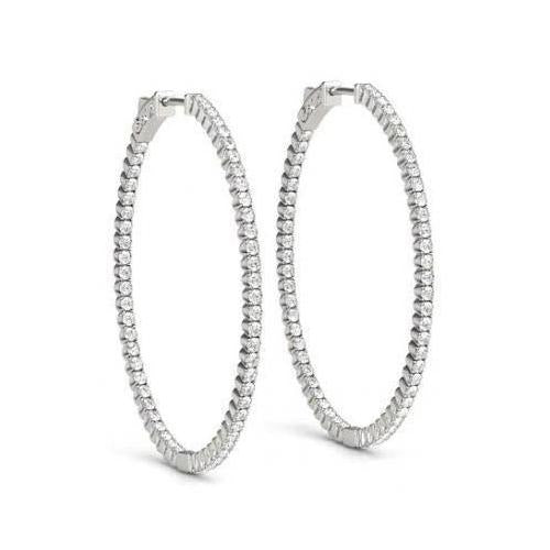 Round Brilliant Diamonds Hoop Earrings 1.75 Ct. F Vvs1 Diamond Earring Hoop Earrings