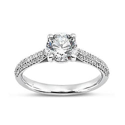 Round Diamond Solitaire With Accents Fancy Ring 2.60 Carat White Gold