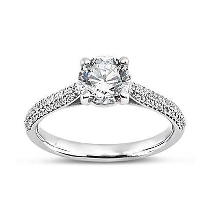 Sparkling Unique Lady’s Solitaire Ring with Accents White Gold Diamond  