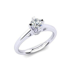 Round Cut 1.25 Carat Solitaire Natural Earth Mined Diamond Engagement Ring White Gold 14K