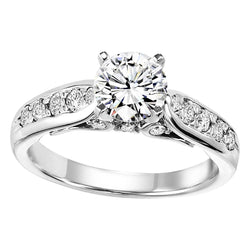Round Cut 1.35 Carats Diamond Fine Gold Solitaire Ring With Accents