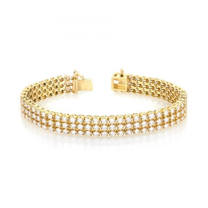 Round Cut 14.00 Carats Diamonds Mens Bracelet Gold Yellow 14K New Mens Bracelet