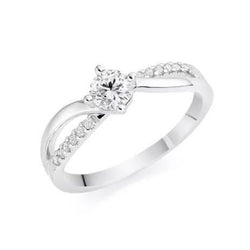 Round 1.60 Carats Diamond Engagement Ring Twisted Shank White Gold