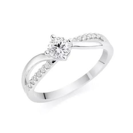 Round Cut 1.60 Carats Sparkling Diamonds Engagement Ring Gold White Solitaire Ring with Accents