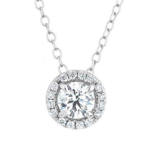 Round Cut 1.65 Carats Natural Diamonds Pendant Necklace White Gold 14K Pendant