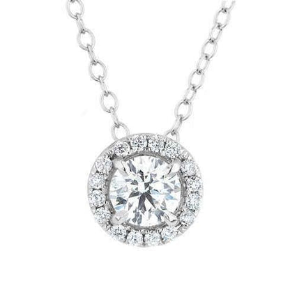 Round Cut 1.65 Carats Natural Diamonds Pendant Necklace White Gold 14K Pendant