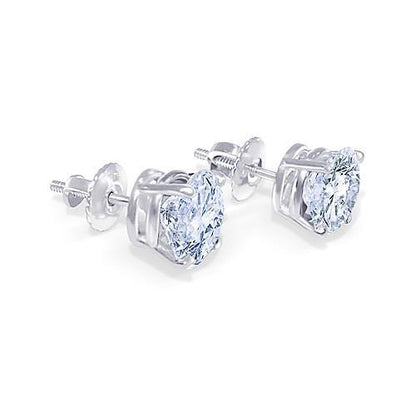 Round Cut Diamond White Gold 1Jewelry Stud Earrings