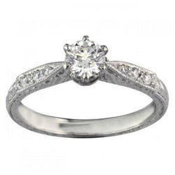 Real  Sparkling Round Diamond Antique Style Ring 2.25 Carats White Gold 14K