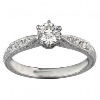 Round Cut 2.25 Ct Sparkling Diamonds Antique Style Ring White Gold Engagement Ring