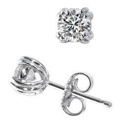 Round Cut 2.30 Carats Natural Earth Mined Diamonds Studs Earrings 14K White Gold New