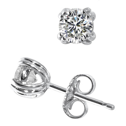 Round Cut  Diamonds Studs Earrings  White Gold New Stud Earrings