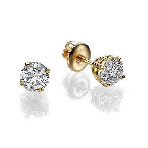 Round Cut Sparkling Unique Stud Earrings White Gold Diamond 