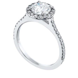 1.88 Carats Sparkling Natural Earth Mined Diamond Engagement Halo Ring White Gold 14K