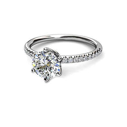Round 2.70 Carats Natural Earth Mined Diamond Solitaire With Accents Wedding Ring