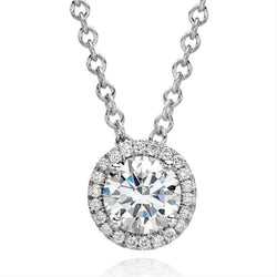 Round Cut 2.75 Ct. Natural Earth Mined Diamonds Pendant Necklace With Chain White 14K