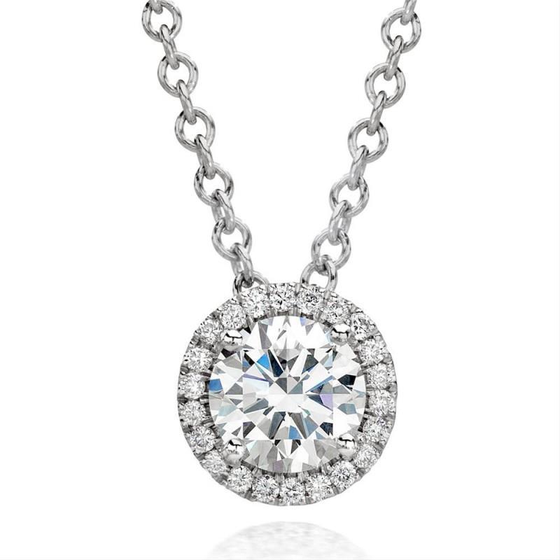 Round Cut 2.75 Ct. Diamonds Pendant Necklace With Chain White 14K Pendant