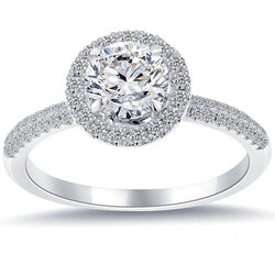 Round 2.90 Carats Natural Earth Mined Diamond Engagement Halo Ring