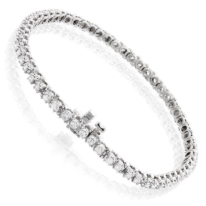 Round Cut 3 Carats Sparkling Diamonds Tennis Bracelet Gold White Tennis Bracelet