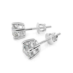 Round Cut 3 Carats Natural Real ( Not Lab Grown ) Diamond Studs Earring White Gold