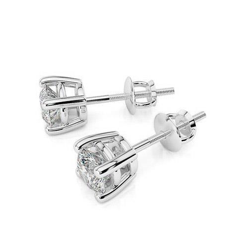 Round Cut 3.00 Carats Diamond Studs Earring White Gold Stud Earrings