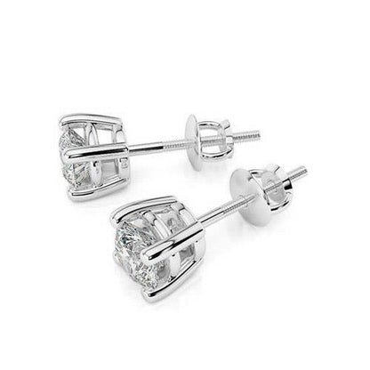 Round Cut 3.00 Carats Diamond Studs Earring White Gold Stud Earrings