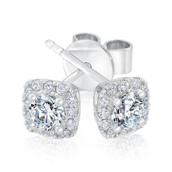 Round Cut 3.04 Carats Natural Earth Mined Diamonds Halo Ladies Stud Earring White Gold