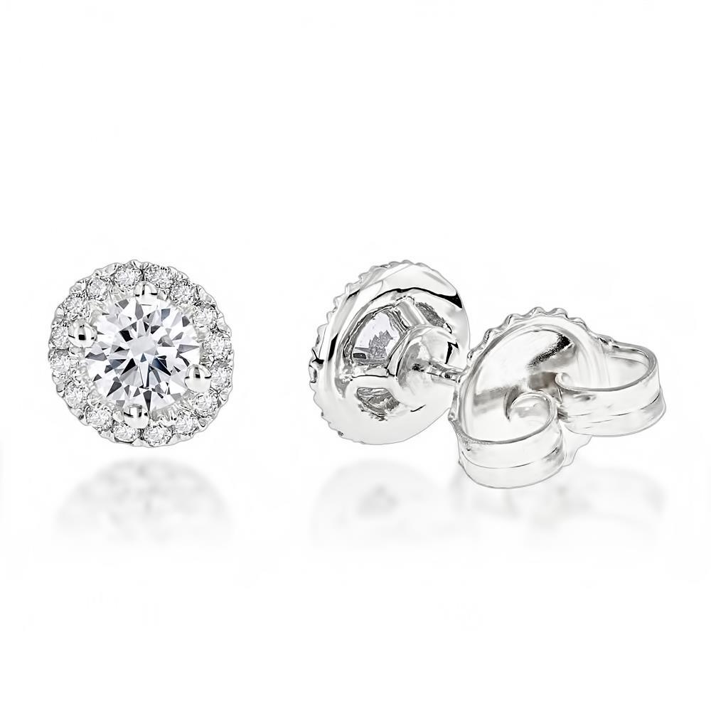  Sparkling Diamonds Brilliant Sparkling Studs Halo Earrings