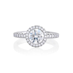 Round Cut 3.30 Carats Diamonds Engagement Ring Halo White Gold 14K