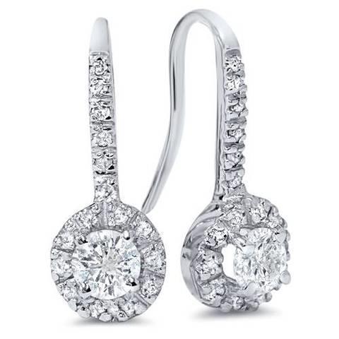 Round Cut 3.40 Carats Diamonds Ladies Dangle Earrings White Gold Drop Earrings