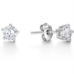 Round Cut 3.50 Carats Lab Grown Diamonds Lady Studs Earrings White Gold 14K