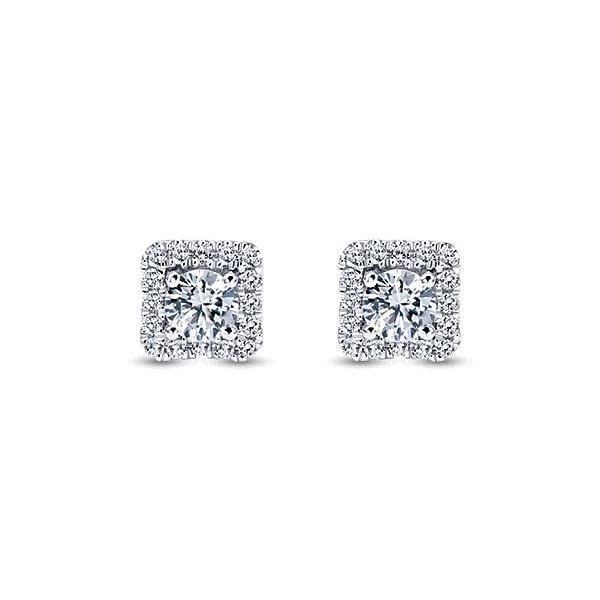 Antique Style Round Cut Halo Diamonds Women Studs Earring New White Gold