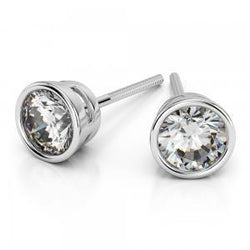 Round Cut 3.80 Ct Bezel Set Diamonds Studs Earrings White Gold